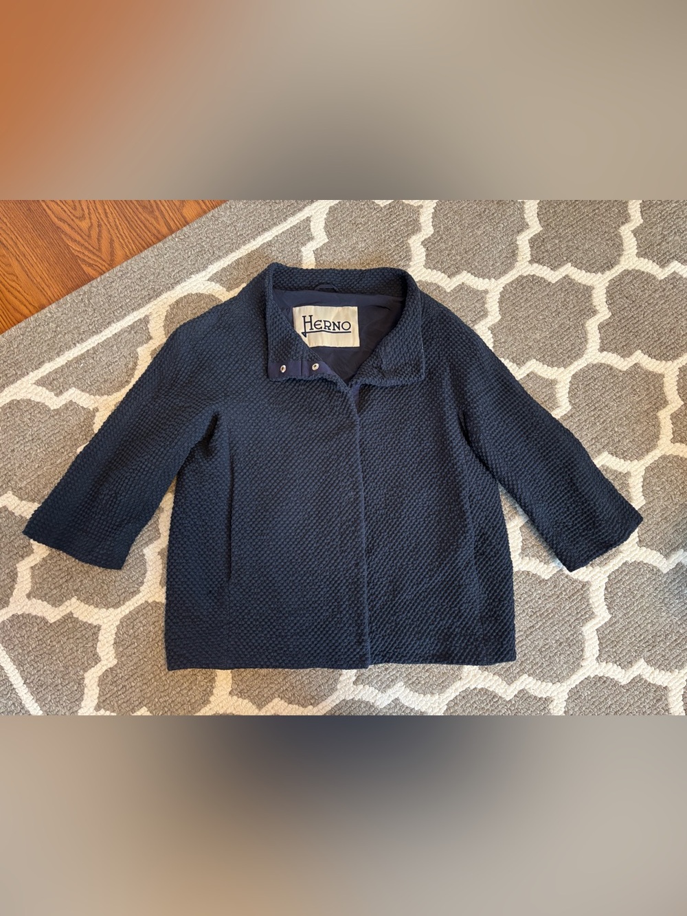 Herno textured cotton jacket with 3/4 sleeves and snap-buttons size 44